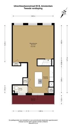 Floor plan - Utrechtsedwarsstraat 85B, 1017 WD Amsterdam 